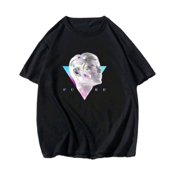 Men's Future Robot Graphic Tee, Black, S - Picture 7 of 7